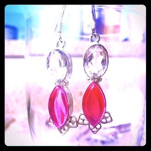 Sterling Silver Pink Mystic Topaz Drop Earrings.